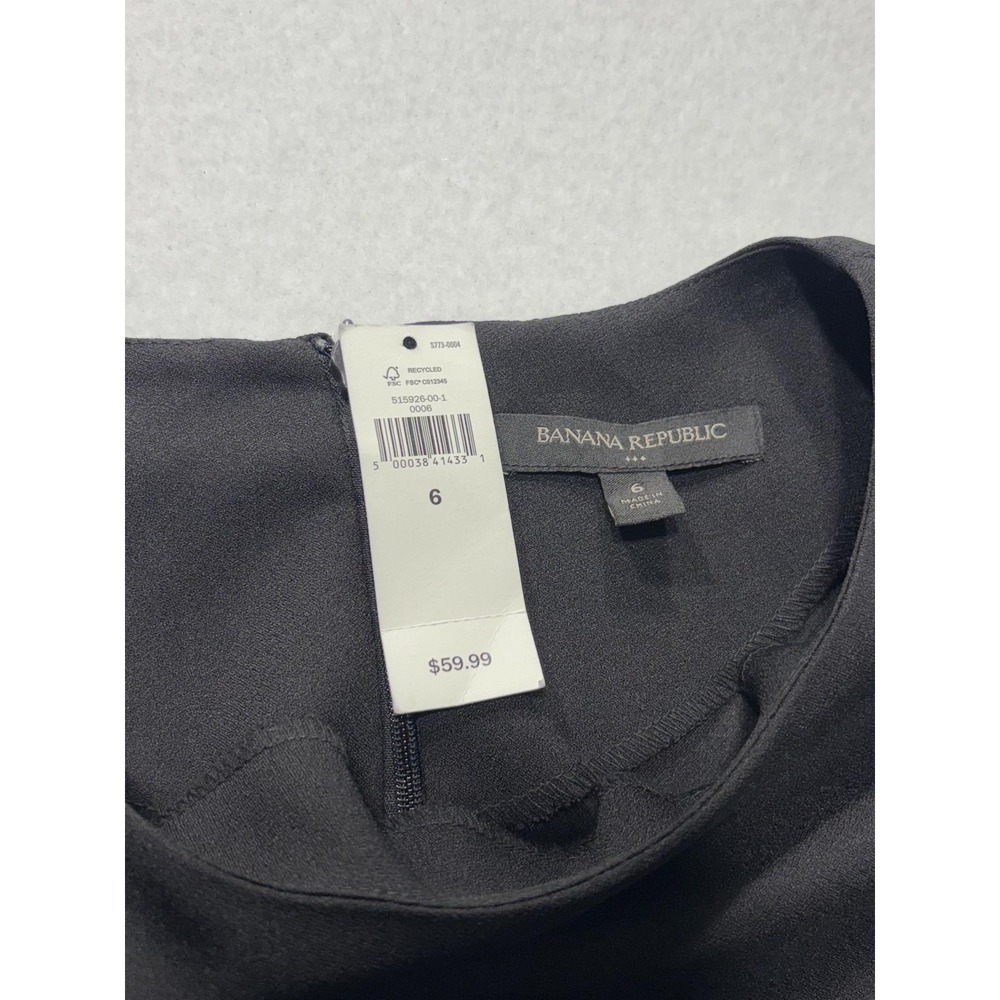 Banana Republic Top Womens 6 Black Long Sleeve Crew Neck Blouse Office City - Picture 3 of 9